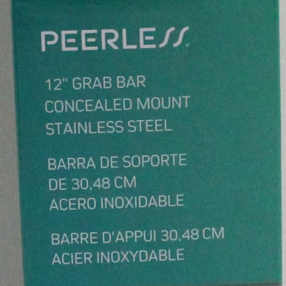 Peerless 12 Inch Stainless Steel Concealed Mount Grab Bar - New In Box - Picture 8 of 12